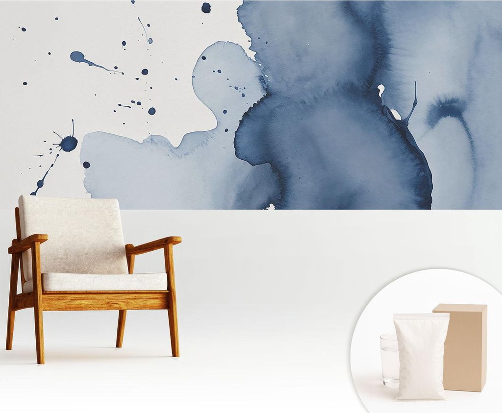 Fototapete - 250x104 cm - Tapete - Wandtapete - Wandbilder - Dekofolie - Tapete Folie - Wand - Dekoration - Wohnzimmer - Marineblaue Farbtupfer