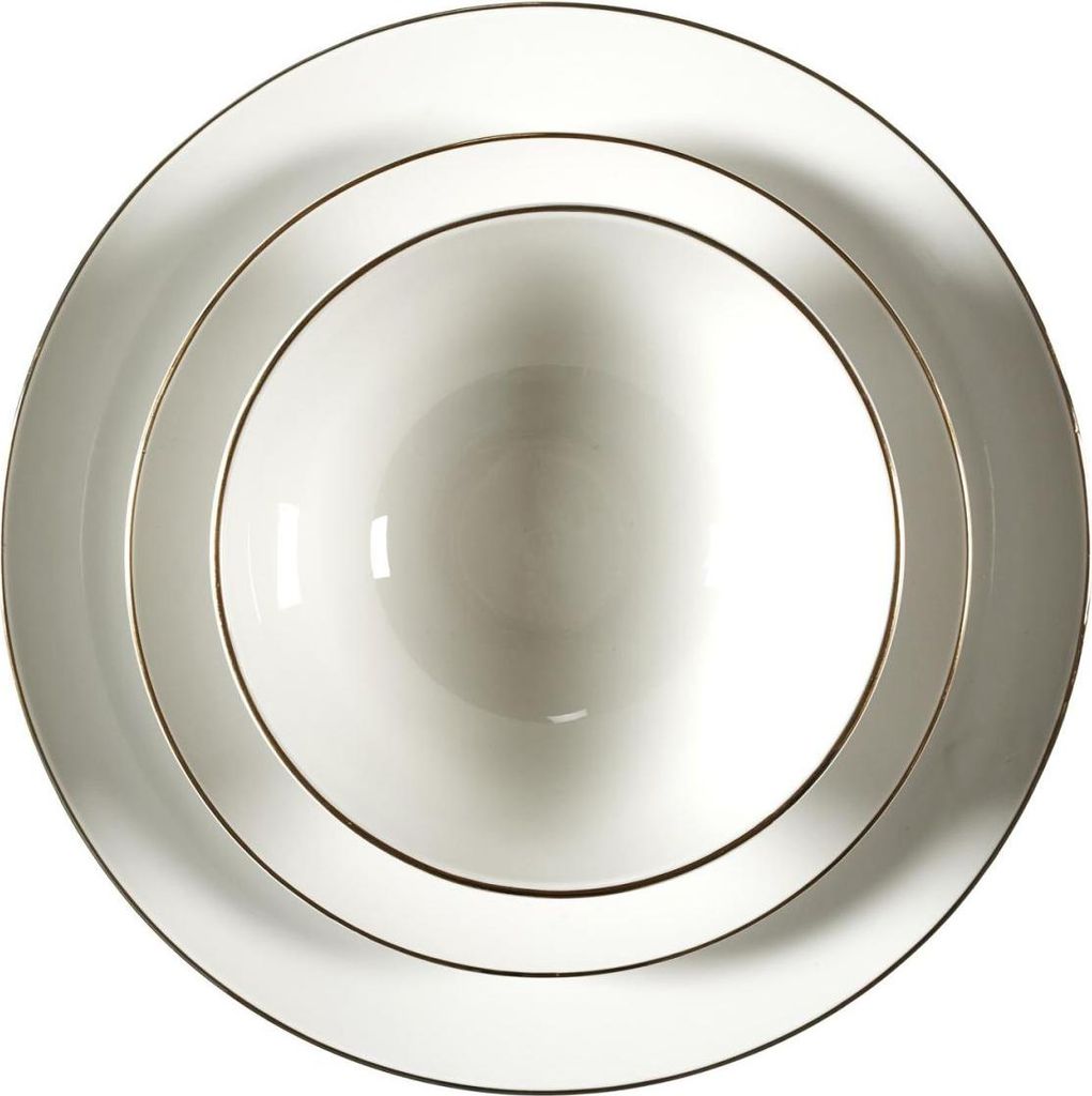 HowHomely | Tellerset - Geschirrset - 12tlg - weiß gold - Produktbild 