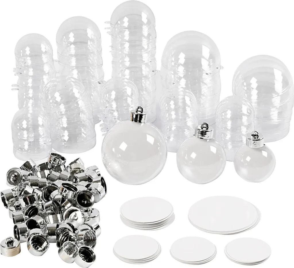 Décoration sapin de Noël personnalisable, 60 boules transparentes 2 pcs