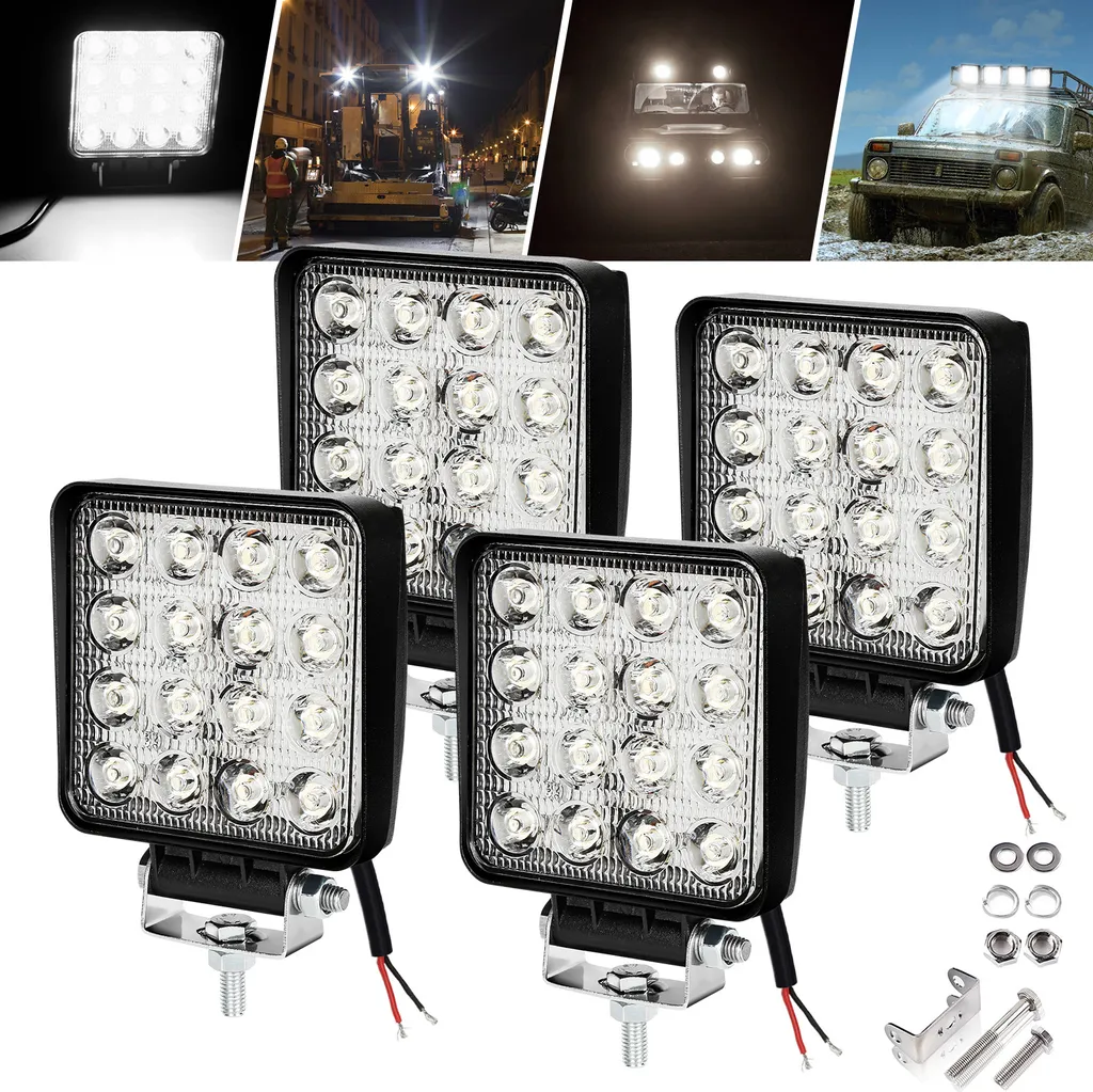 Éclairage LED pour Travaux Nocturnes et Off-Road 48W 12V/24V Pack de 4