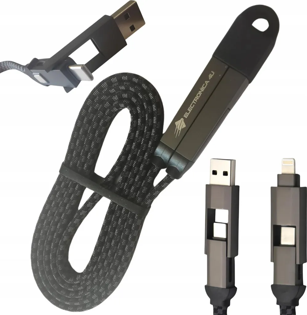 AUFU Cavo Magnetico USB C 2-in-1 100W (1m/1,8m) Con Testa Piatta - Ricarica Rapida E Dati 480Mbps Per Laptop, Tablet, Smartphone