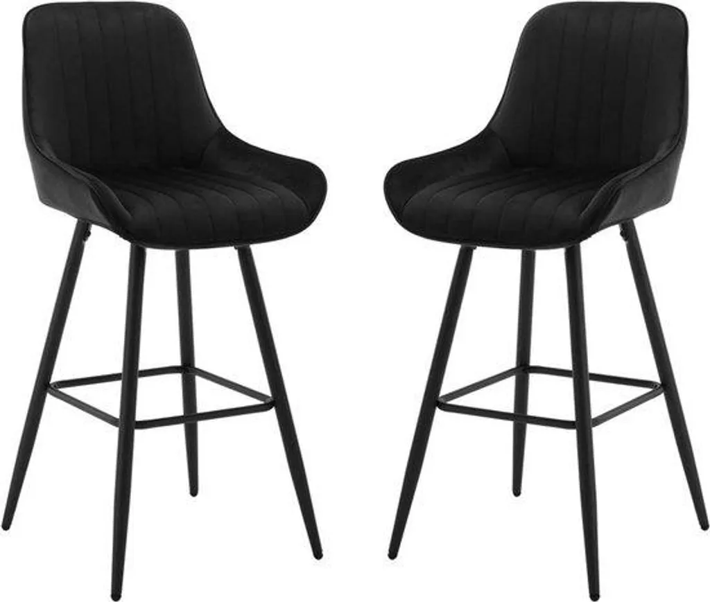 Tabouret de Bar Stable en Fer et Velours : Confort et Gain de Place Noir
