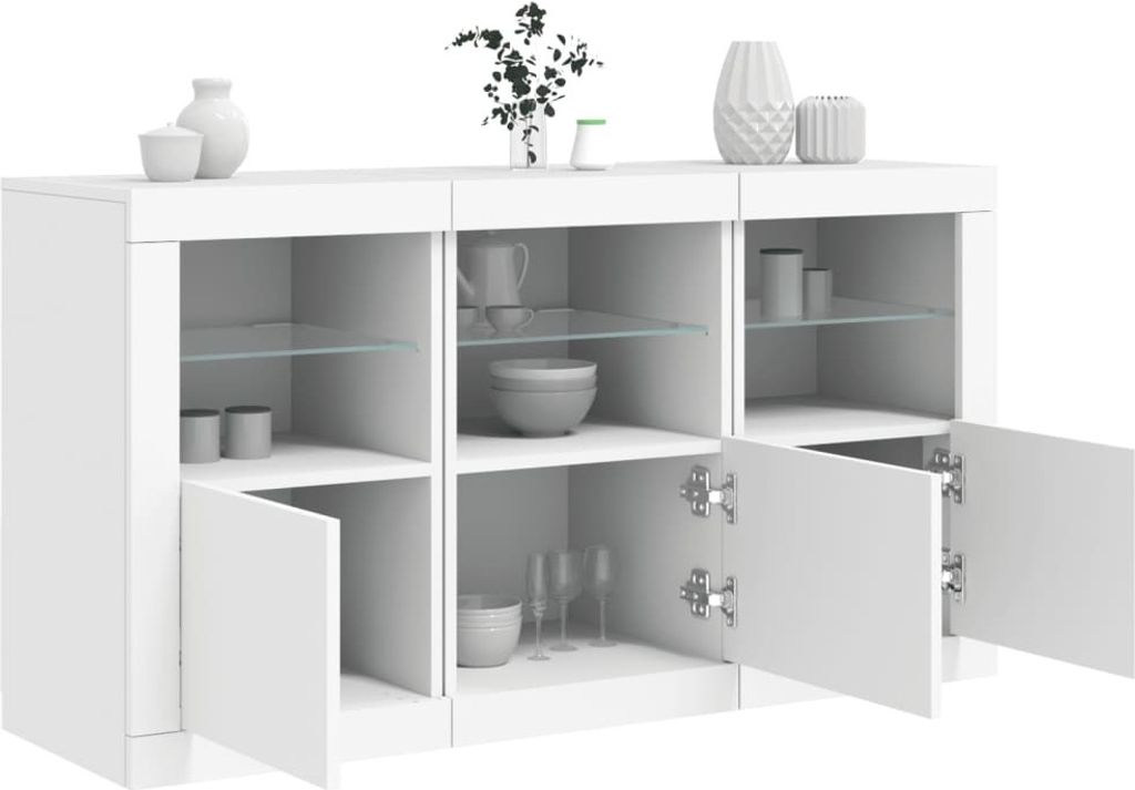 Design Möbel Sideboard mit LED-Leuchten Weiß 123x37x67 cm - 2024 Neu