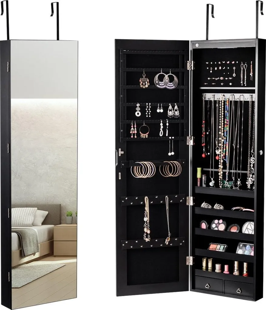 Armoire à bijoux murale LED : Fini les colliers emmêlés - Miroir 120cm