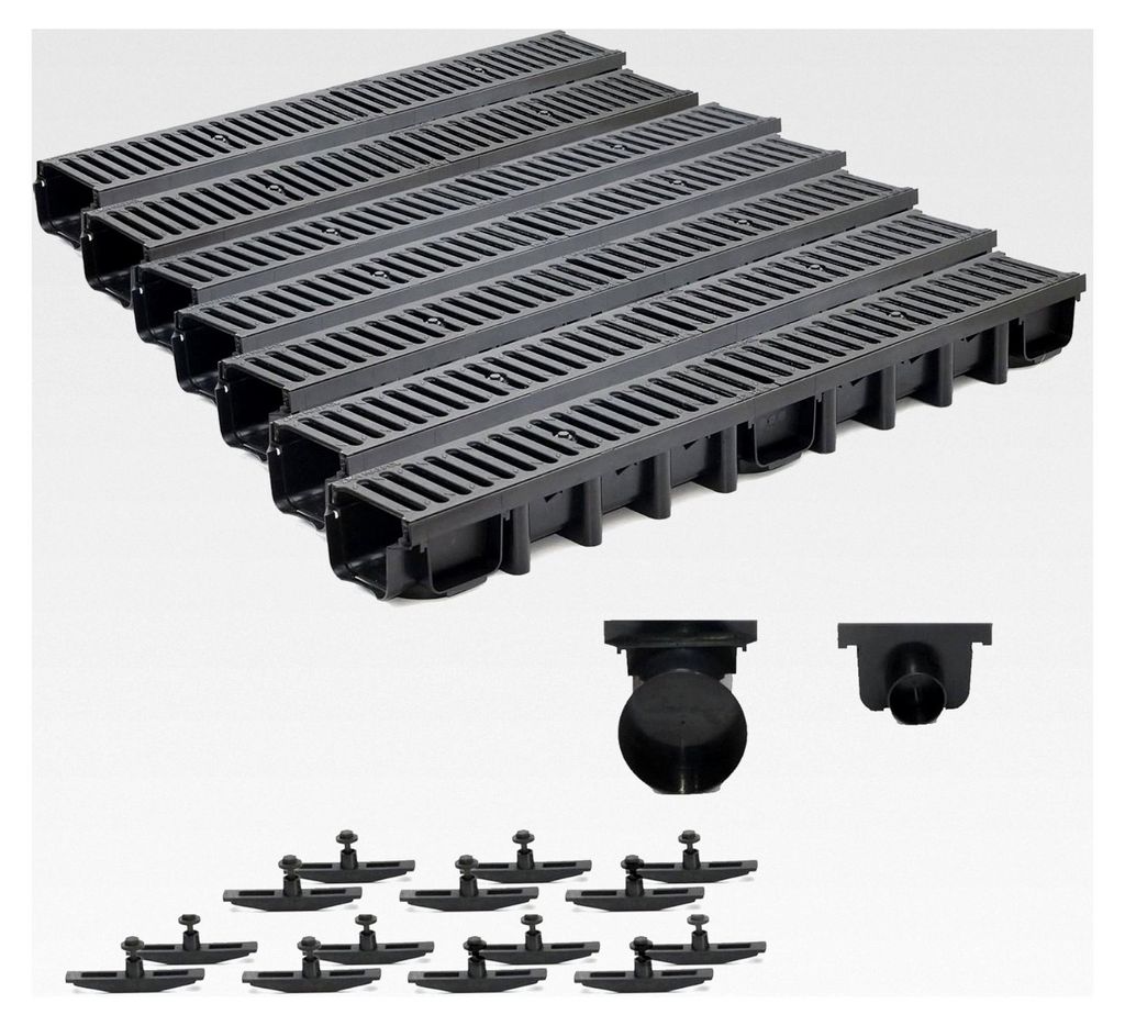7m Entwässerungsrinne C250, 98mm Gußrost komplettes Set