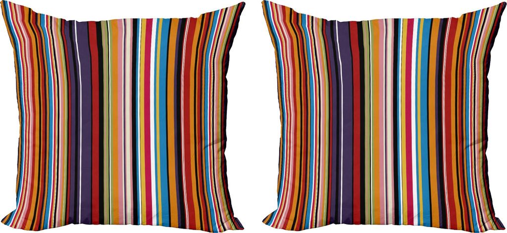 ABAKUHAUS Abstrakt Kissenbezug Set (2Stück), Lebhafte Farben gestreift, 50 x 50 cm, Mehrfarbig