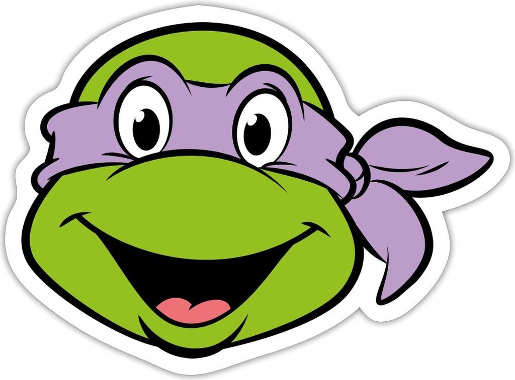 Spreadshirt Teenage Mutant Ninja Turtles Donatello Kostüm Karneval Sticker Aufkleber, 10 x 10 cm, Mattweiß