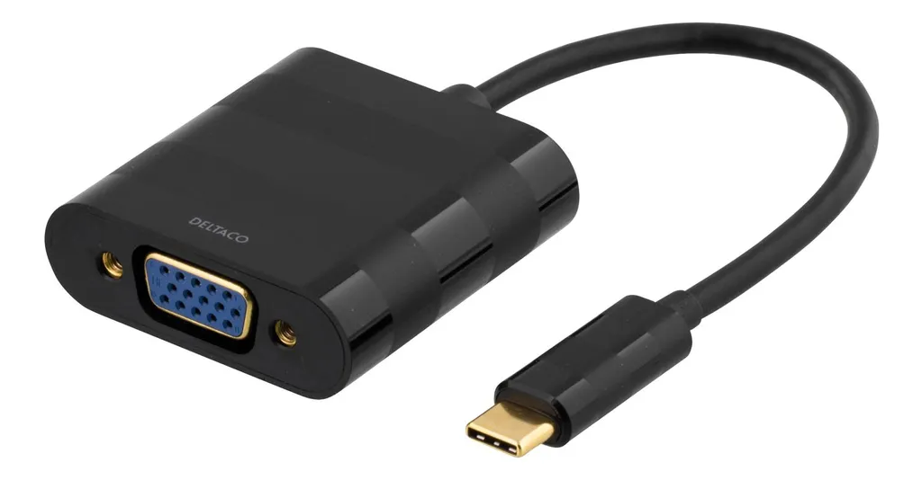 Deltaco USBC-1098 Adaptateur USB-C vers VGA Noir 0.1m Haute Qualité
