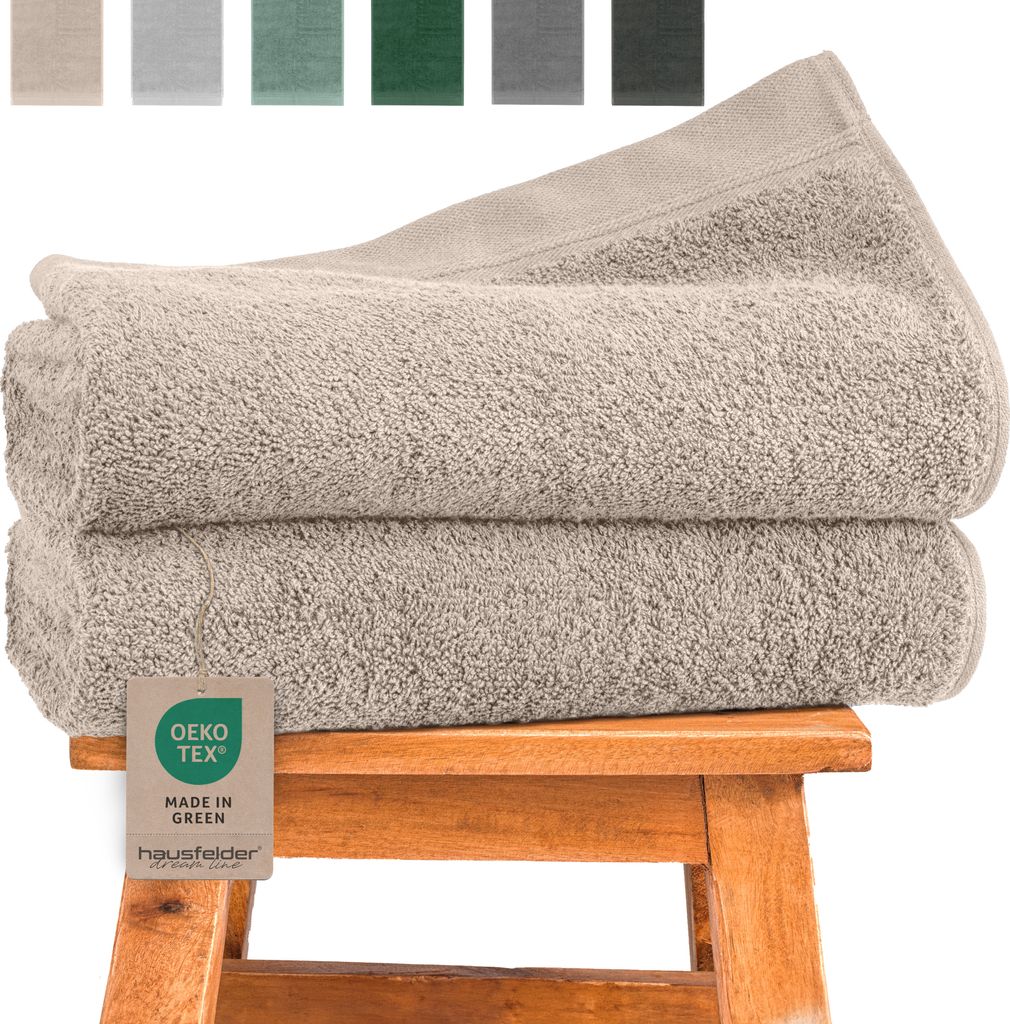 Hausfelder Handtücher Premium Duschtuch 2er Set (Beige, 2 Duschtücher 70x140 cm)