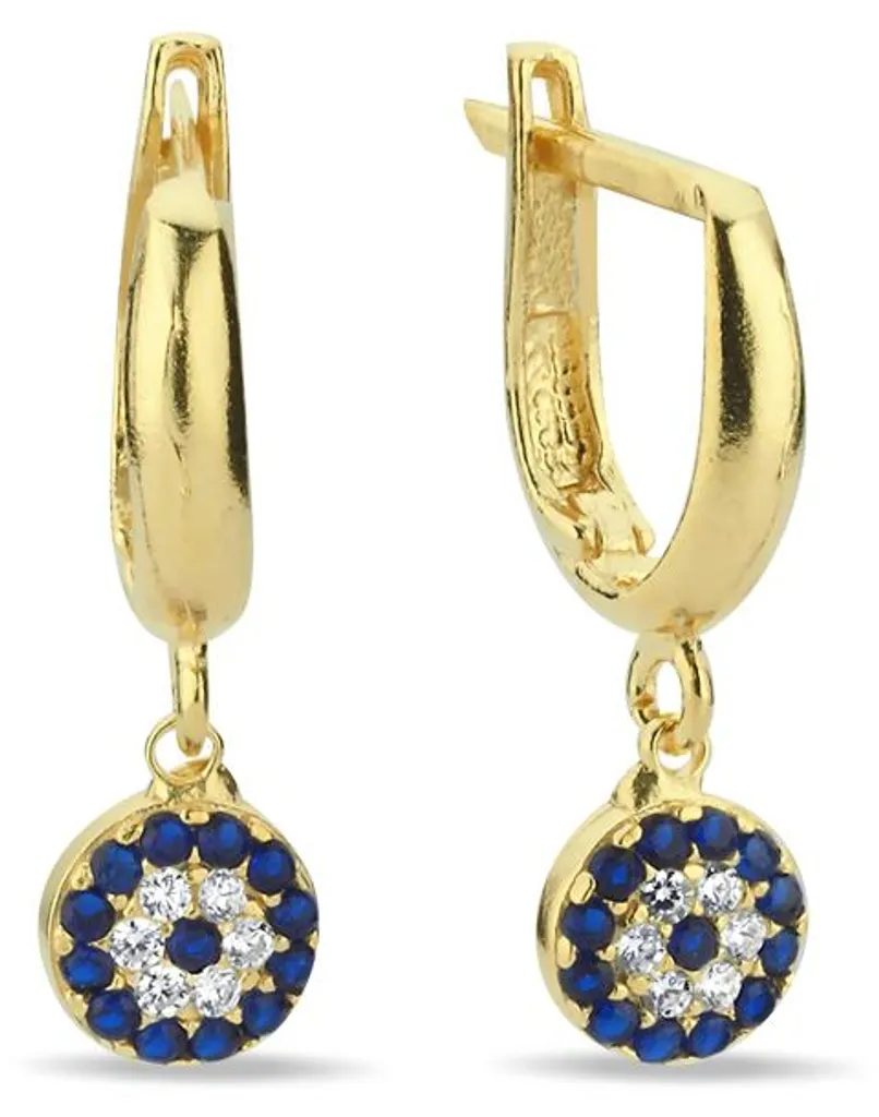 Boucles d'oreilles en argent 925 plaqué or avec amulette Œil de Nazaré