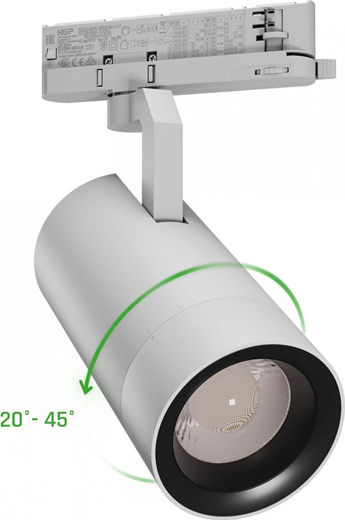 Spectrum LED 3-Phasen Stromschienenstrahler PAVA 2 19-42W 1800-3200lm weiß 20-45° Warmweiß 3000K