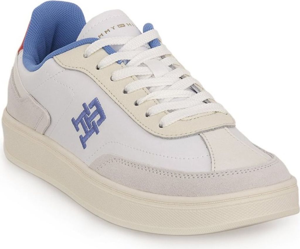 Tommy Hilfiger Damen Low Sneaker Weiß Leder-Textil-Mix Größe: 40