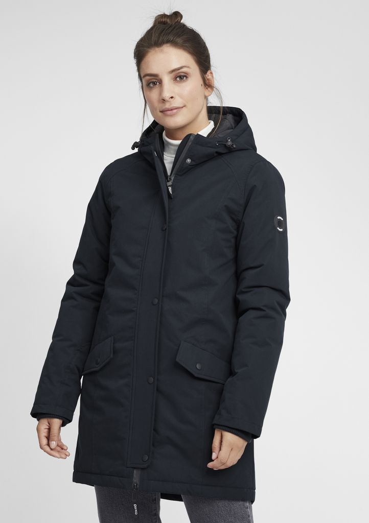 OXMO OXTamila Damen Übergangsmantel Parka Lange Jacke mit Kapuze