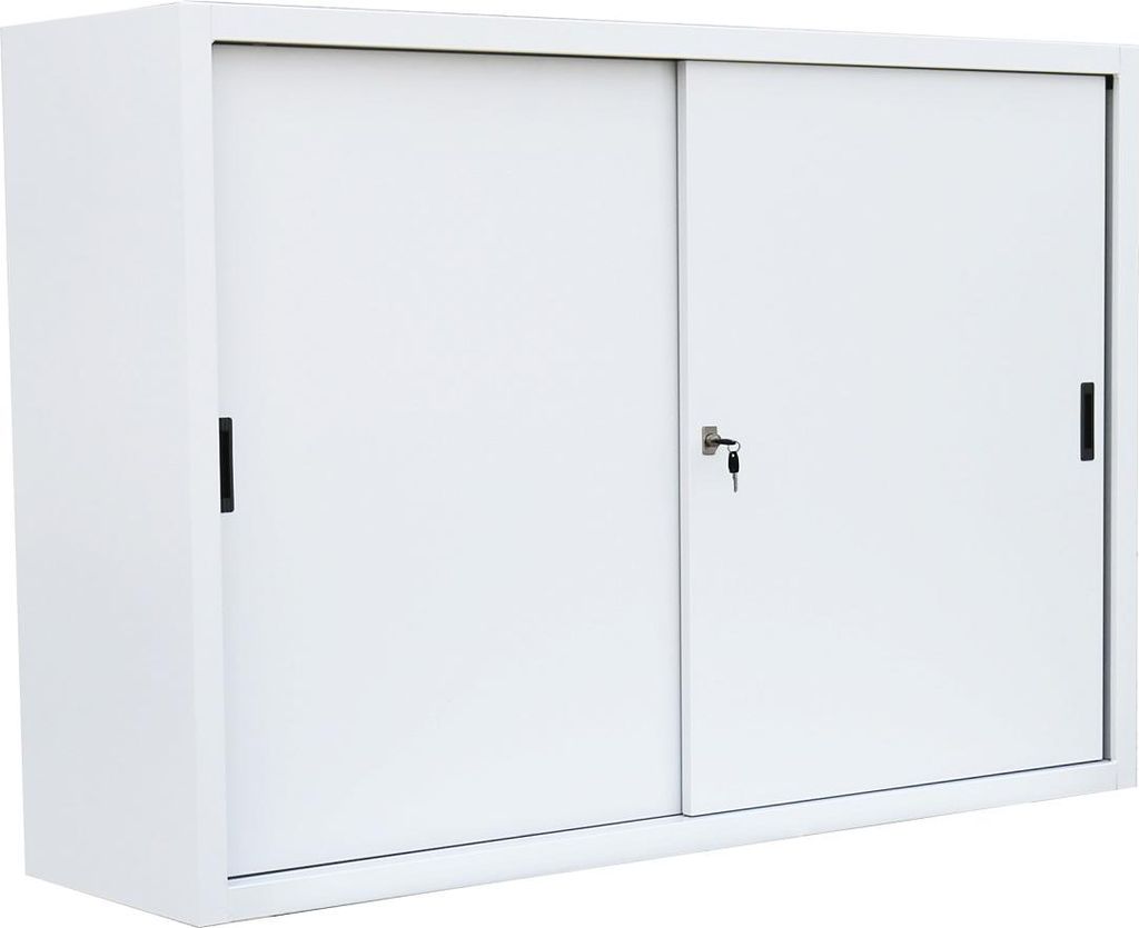 Schiebetürenschrank Aktenschrank Sideboard aus Stahl Weiß 109x160x45cm 550157