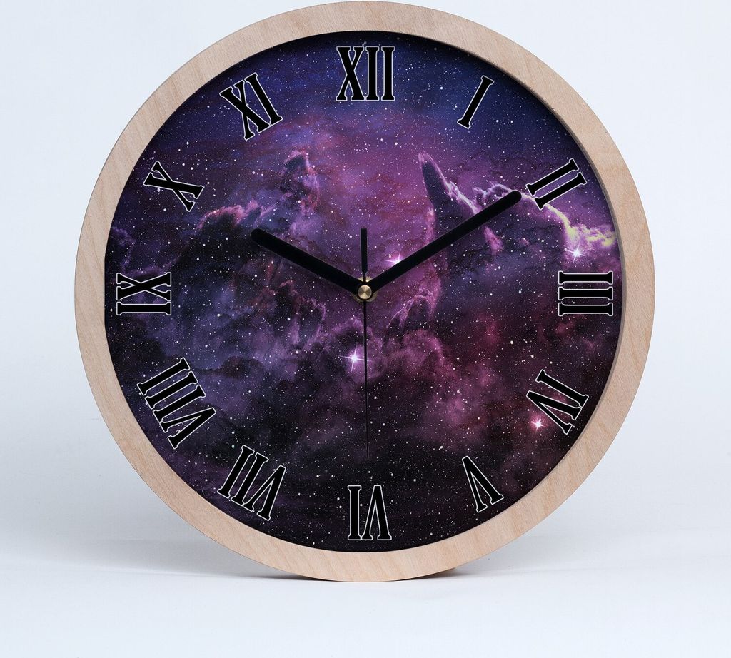 Holzuhr 25fi cm wanduhr - schwarze Spitzen - Nebel