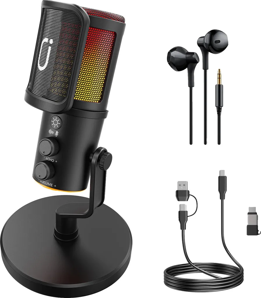Microphone cardioïde USB U-120 avec trépied réglable pour PC et Mac