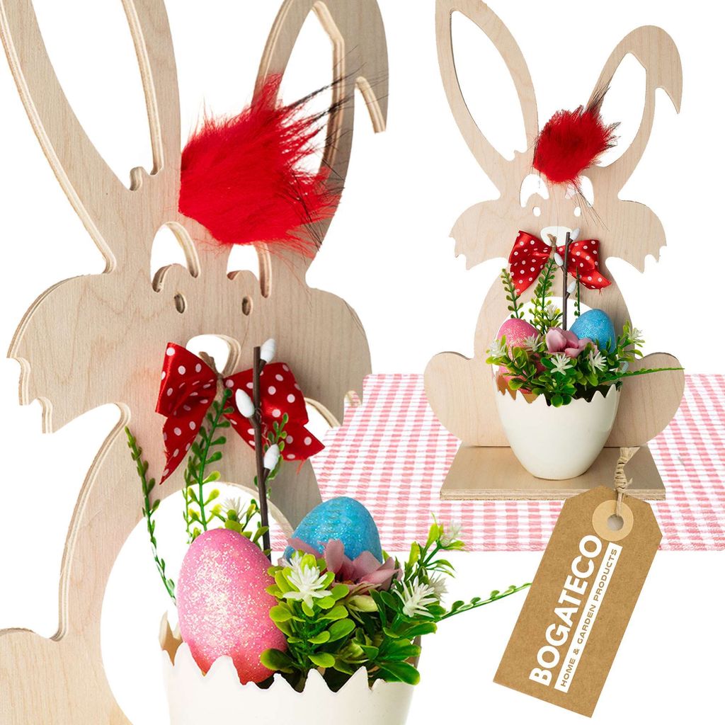 Osterhase aus Holz 37cm | Osterhasen Deko zum Hinstellen | natürliche Osterdekoration | Handgefertigt | Verfügbar in 6 Farben