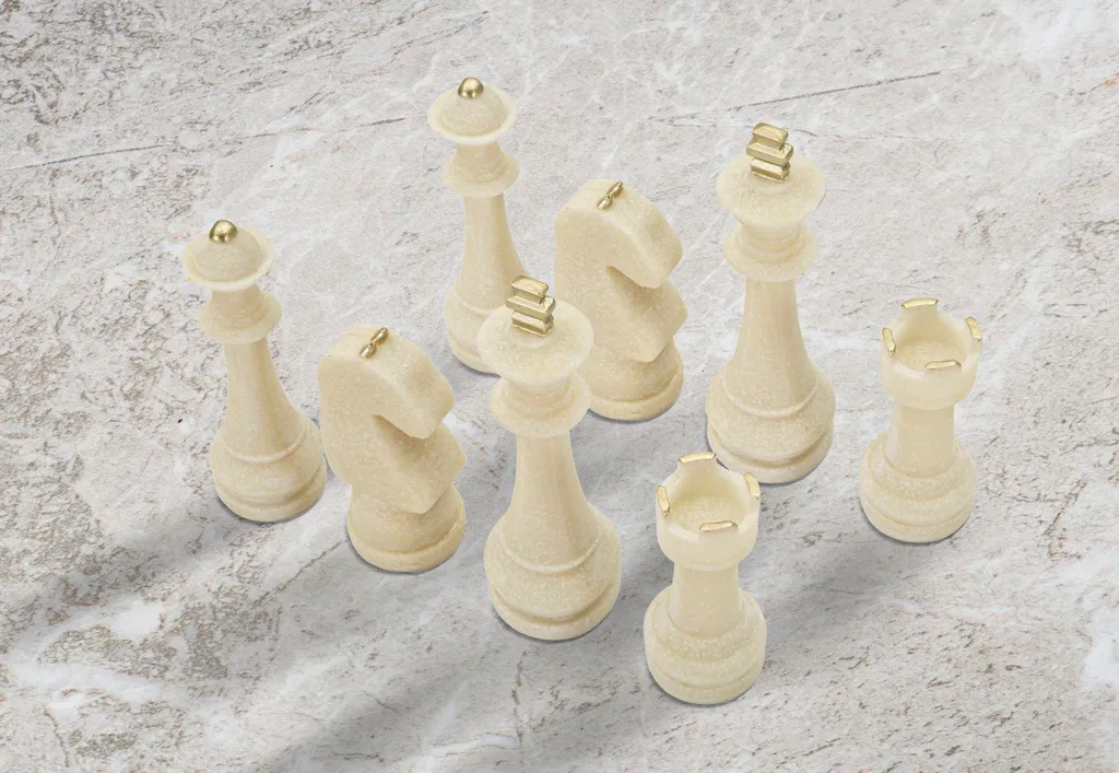 Set Scacchi Mauro Ferretti Quarzy 8 Pezzi Oro Bianco | Design Moderno - 9