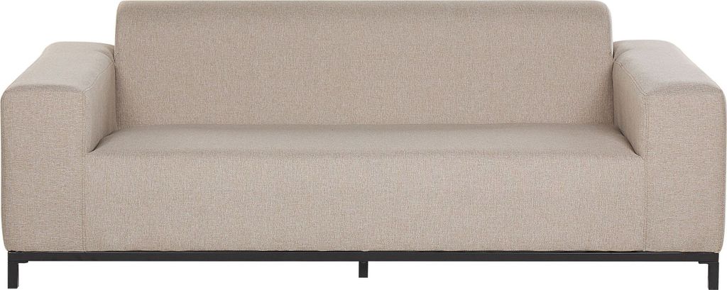 BELIANI Sofa Beige / schwarzes Gestell Polsterbezug Indoor & Outdoor Wohnzimmer Salon Balkon Terrasse