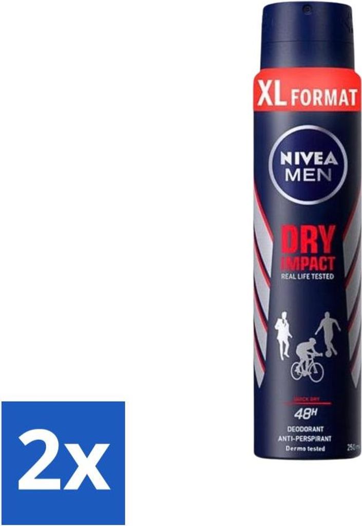 Nivea - Deodorant Spray - Men - Dry Impact - 48 Stunden Wirksamkeit - 250 ml - Vorteilspack - 2 Stücke