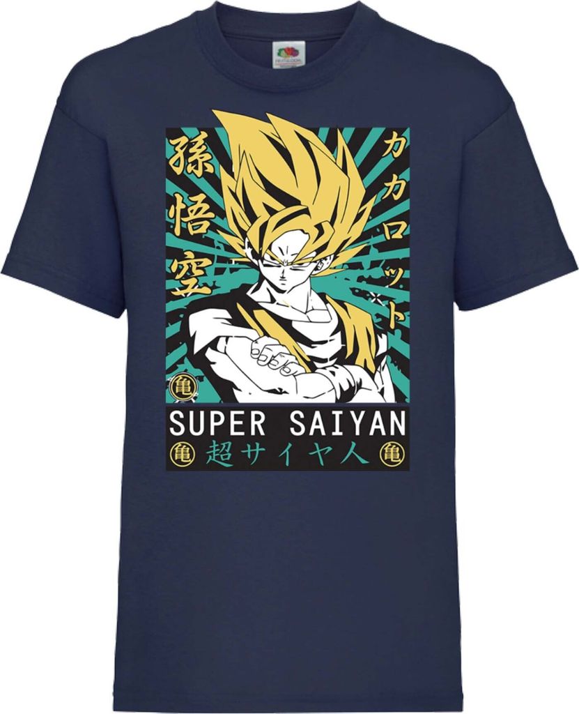 Kinder T-Shirt Dragon Anime Manga Ball Z 15 Ssg, 12-13 Jahr - 152 / Dunkelblau
