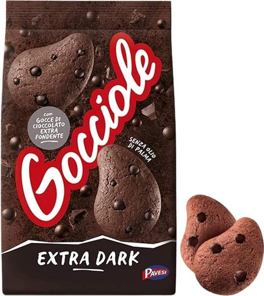 A package of chocolate cookies with cookies shown on the front and two cookies next to the package.