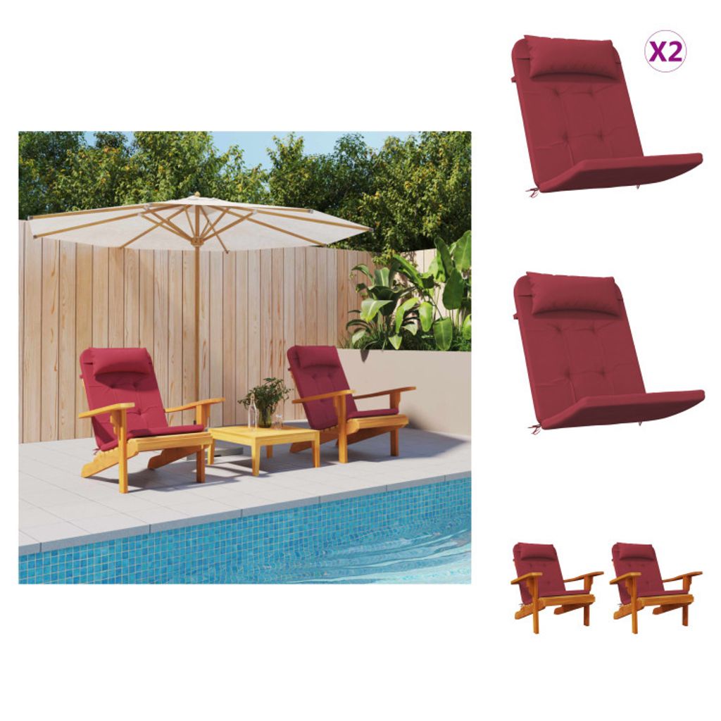vidaXL Adirondack-Auflagen 2 Stk. Weinrot Oxford-Gewebe - Sitzpolster