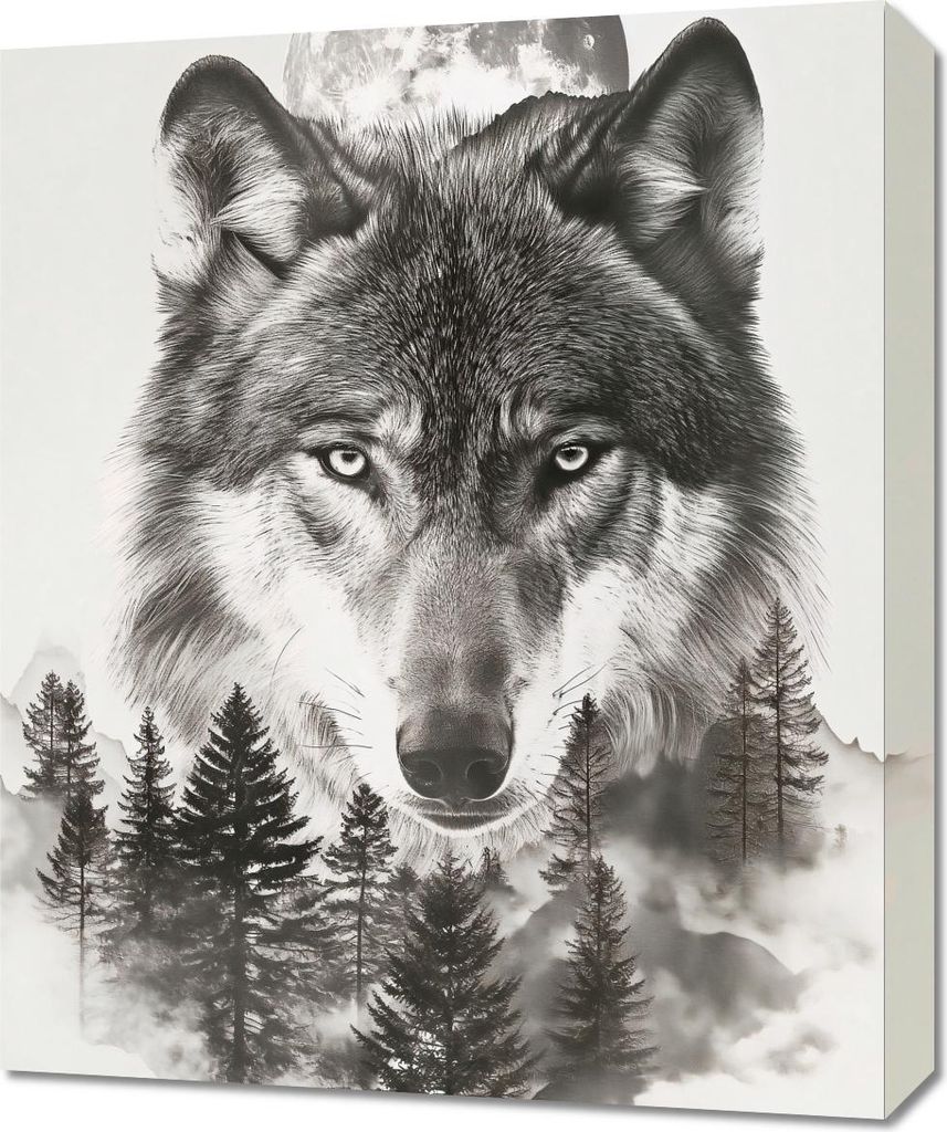 Bild 50x60cm Wolfgeist des Waldes