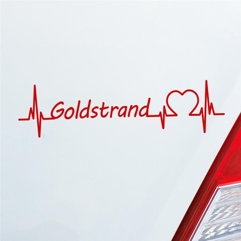 HUURAA! Auto Aufkleber Goldstrand Puls Herzschlag Fun Sticker Heckscheibenaufkleber Autoaufkleber mit Ferien Region Motiv 19x4cm