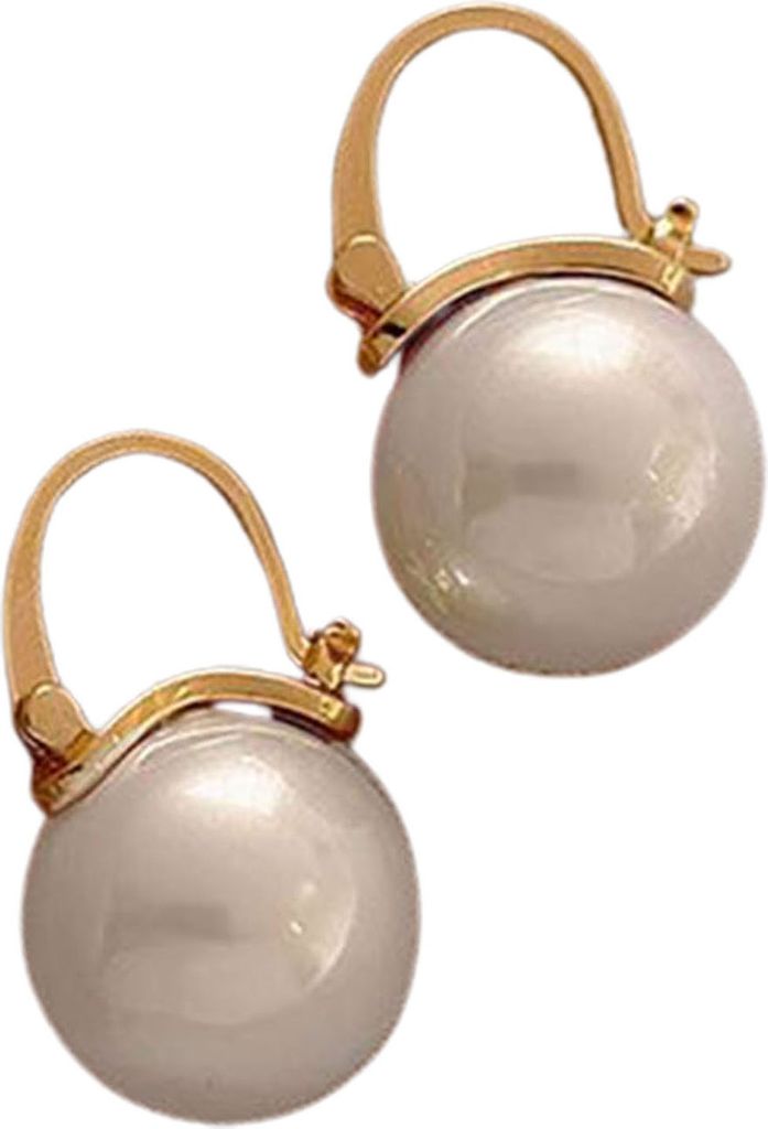 1 Paar Damen-Ohrringe, Imitationsperle, kontrahiert, Vintage, elegante, geometrische Ohrhänger als Geschenk-Weiß