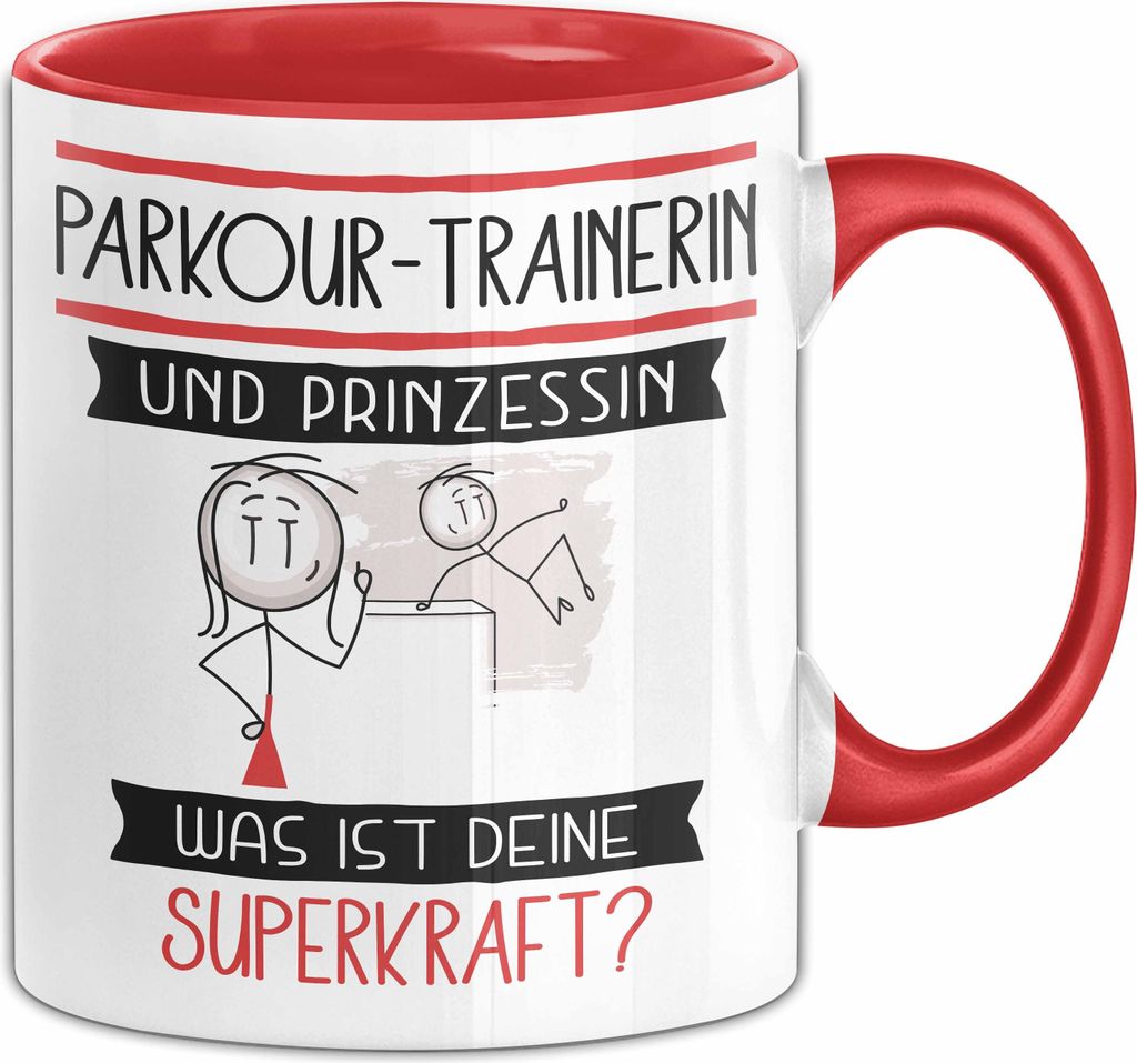 Parkour-Trainerin Und Prinzessin Tasse Geschenk Für Eine Parkour-Trainerin Geburtstag Was Ist Deine Superkraft (Rot)