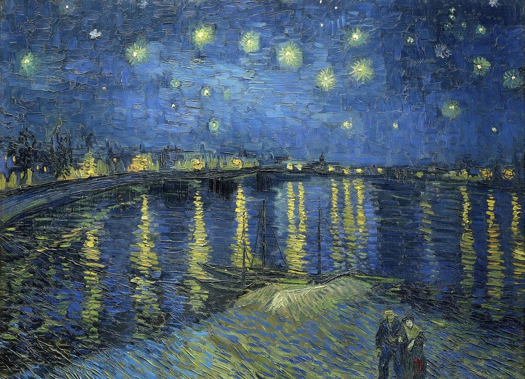Plakat 18x13cm Sternennacht über dem Rhône, Van Gogh Vintage