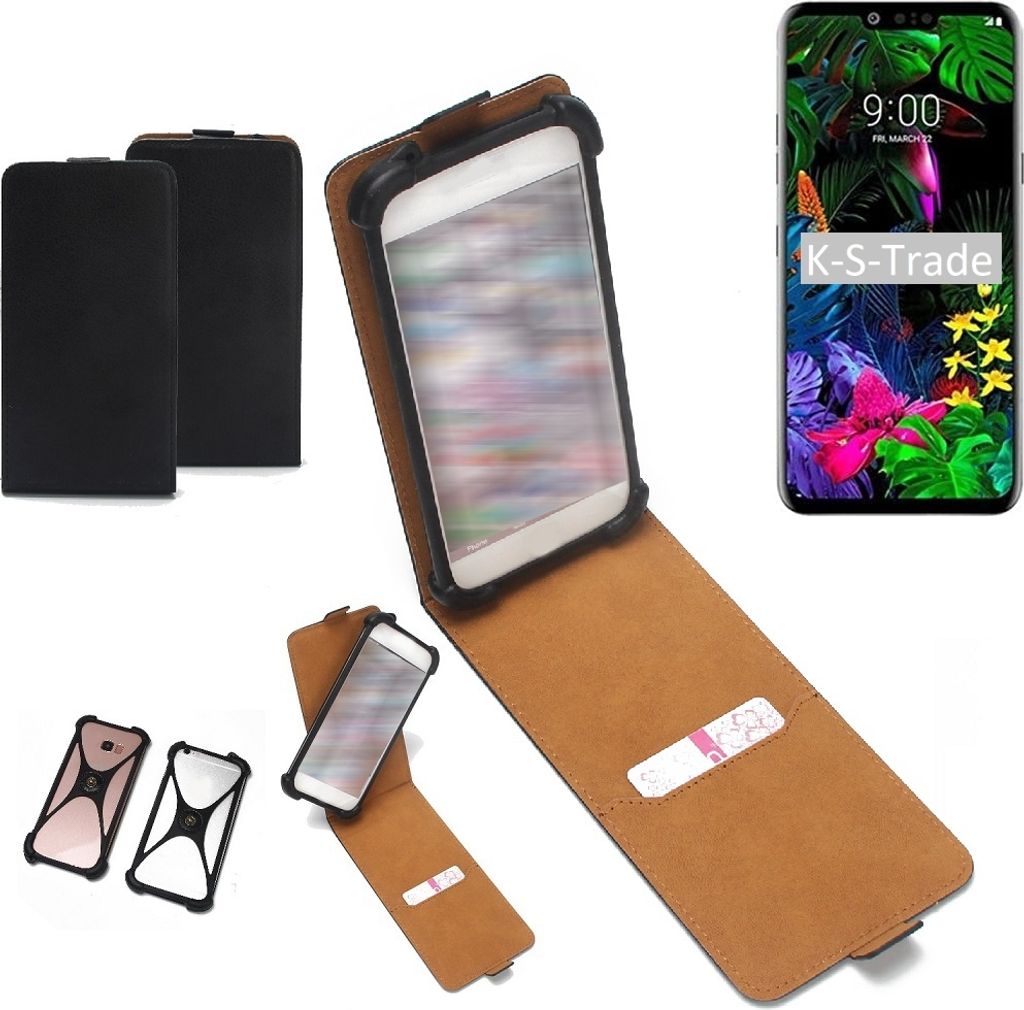 K-S-Trade Handyhülle Schutzhülle kompatibel mit LG Electronics V50 ThinQ 5G Hülle Case Cover Flip Style Bumper schwarz 1x