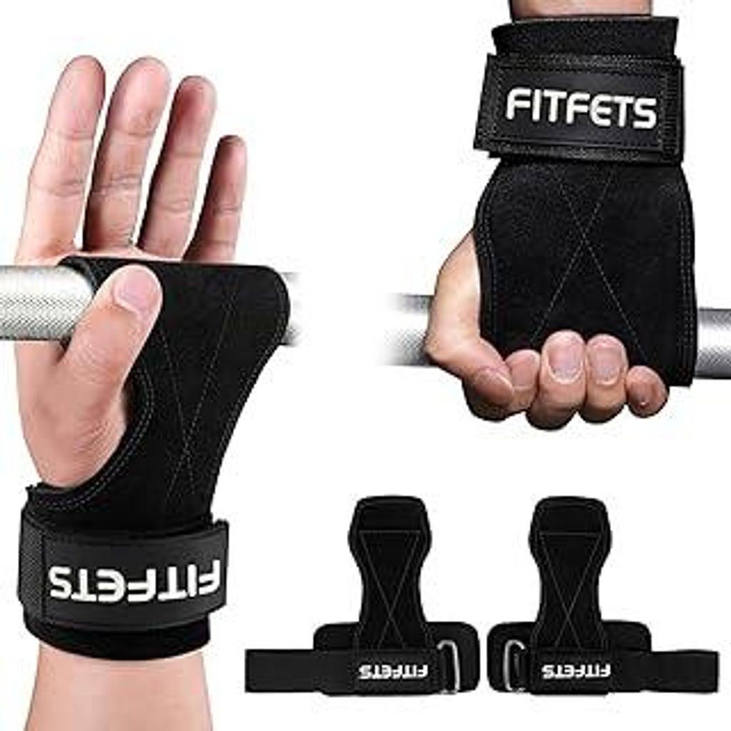Zughilfen für Krafttraining, Lifting Straps für Krafttraining, Bodybuilding, Gewichtheben und Fitness, Fast Grip Leder Zughilfe für Männer und ...