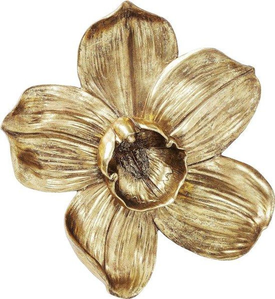 Wanddekoration mit Blumenmotiv, gold, (H/B/D) 44,3x40,1x12cm, Wohnzimmeraccessoire