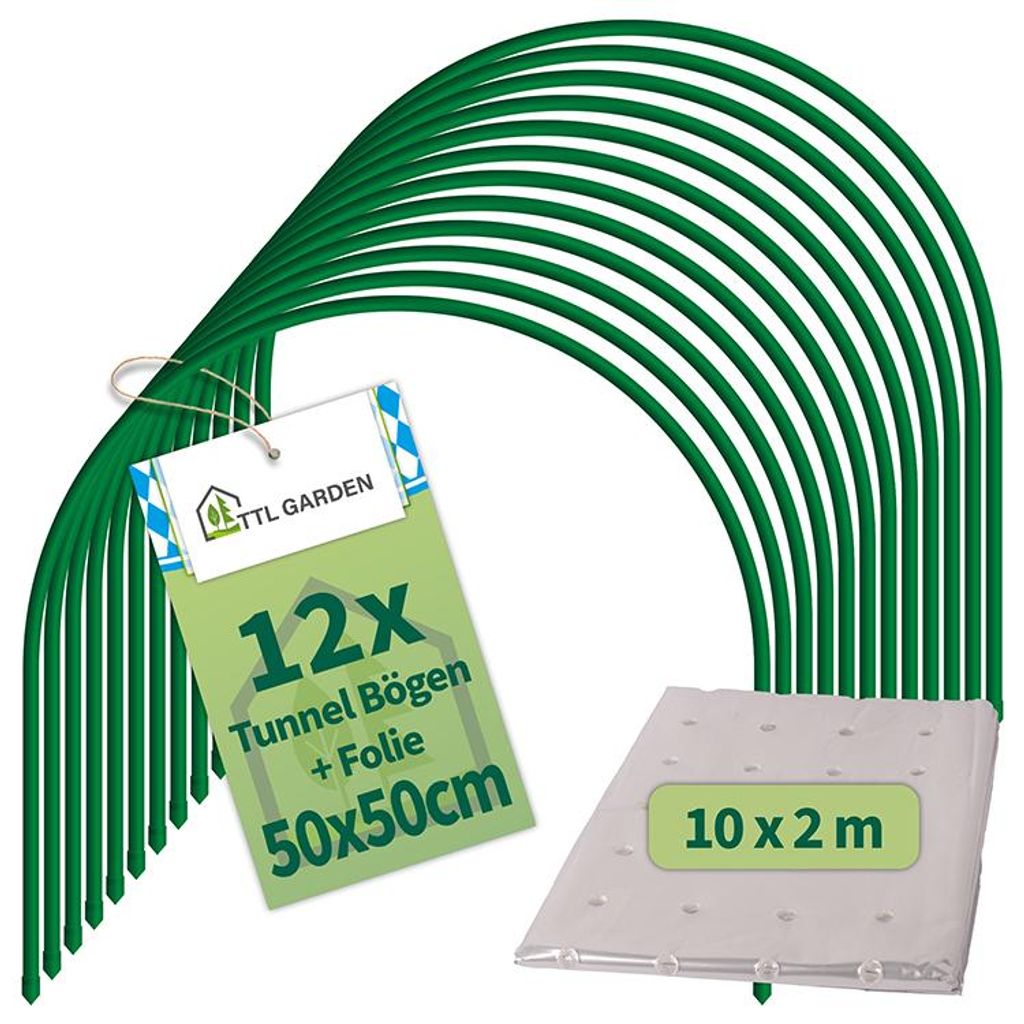 TTL GARDEN Tunnelbögen ARCOS 50-12er Set + PE-Folie 10x2m Produktbild 