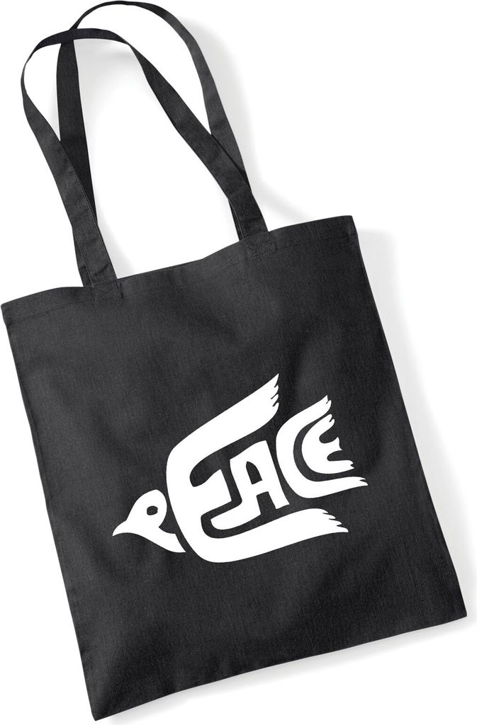 Huuraa Jutebeutel Peace Friedenstaube 10 Liter Black Baumwolle Tasche Geschenkidee