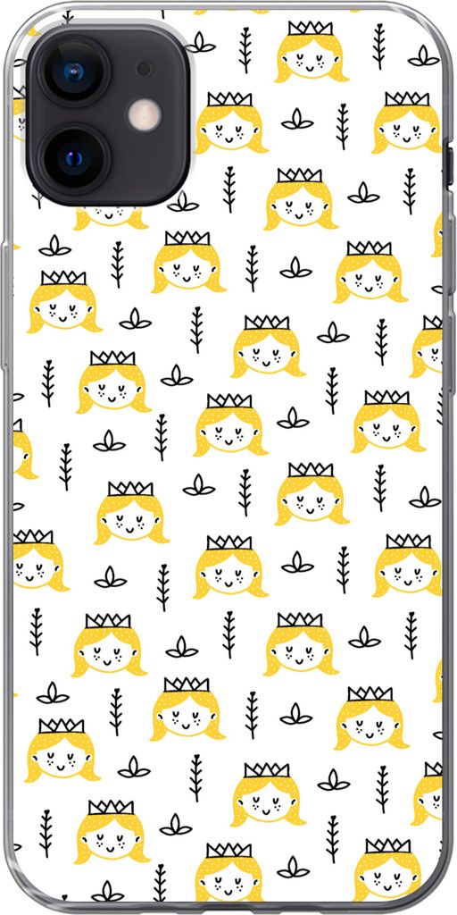 MuchoWow Handyhülle Schutzhülle Hülle für Telefoonhoesje iPhone 12 mini Mädchen - Prinzessin - Krone - Muster - Mädchen - Kinder - Kinder S...