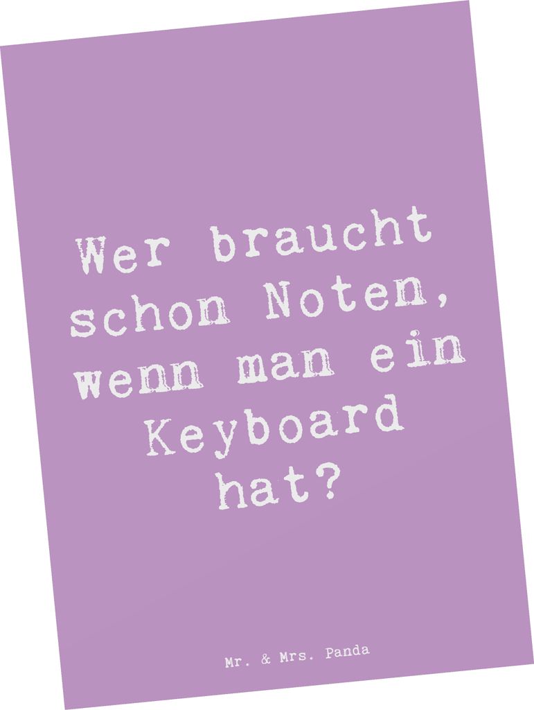 Mr. & Mrs. Panda Postkarte Spruch Keyboard Freude - Lavendeltraum - Geschenk, bildkarte, Streichinstrumente, Lernen, Instrument, Musik, Begleitauto...