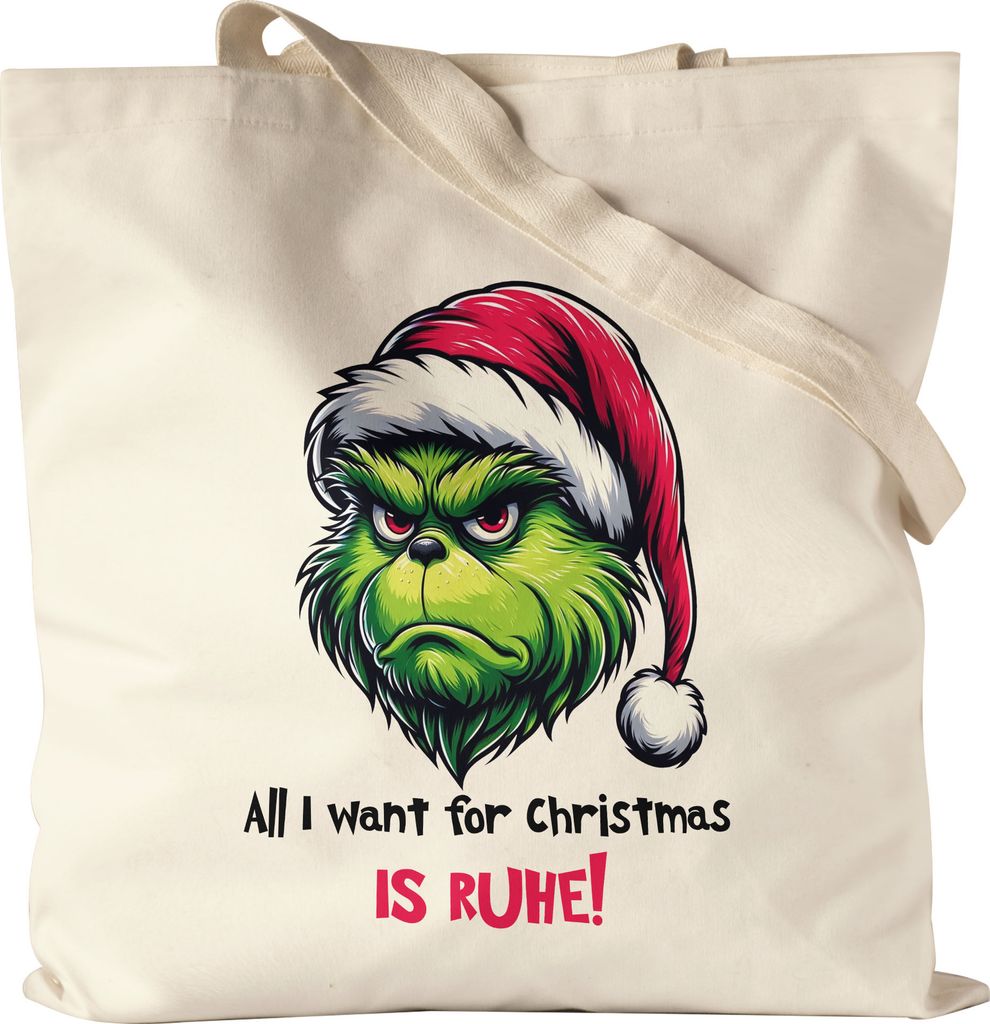 All I want for Christmas is Ruhe Anti Weihnachten Jutebeutel Weihnachtsmuffel Ruhe