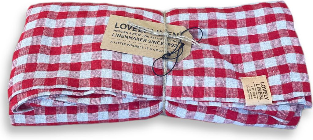Lovely Linen Linen Misty Tischdecke Leinen square real red 145x380cm (1 Stück)