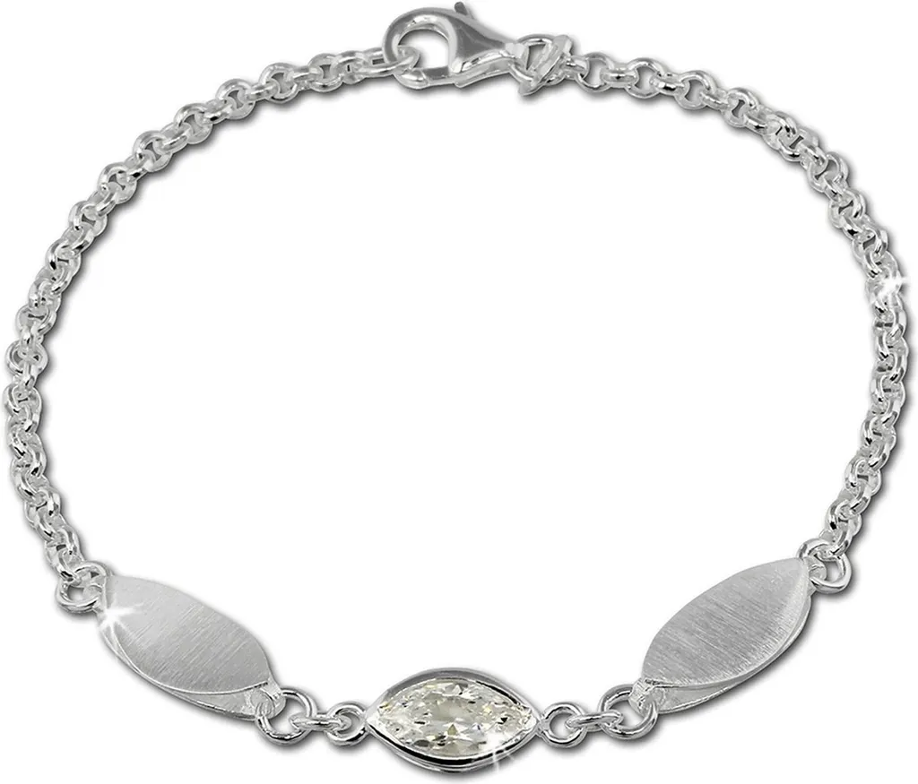 SilberDream Bracelet Argent 925 Feuille Scintillante Blanc 19cm D2SDA418W