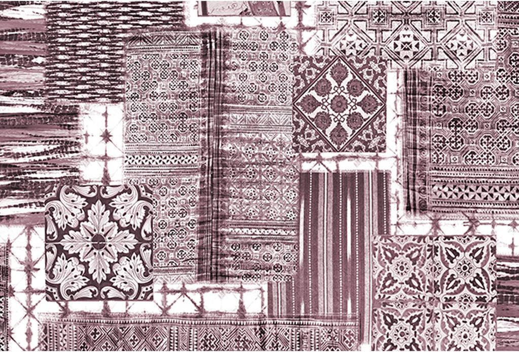 Tadessi Fototapete | Orientalisch | 4.00 m x 2.70 m | Lila | Weiß | Wandbild | Digitaldruck
