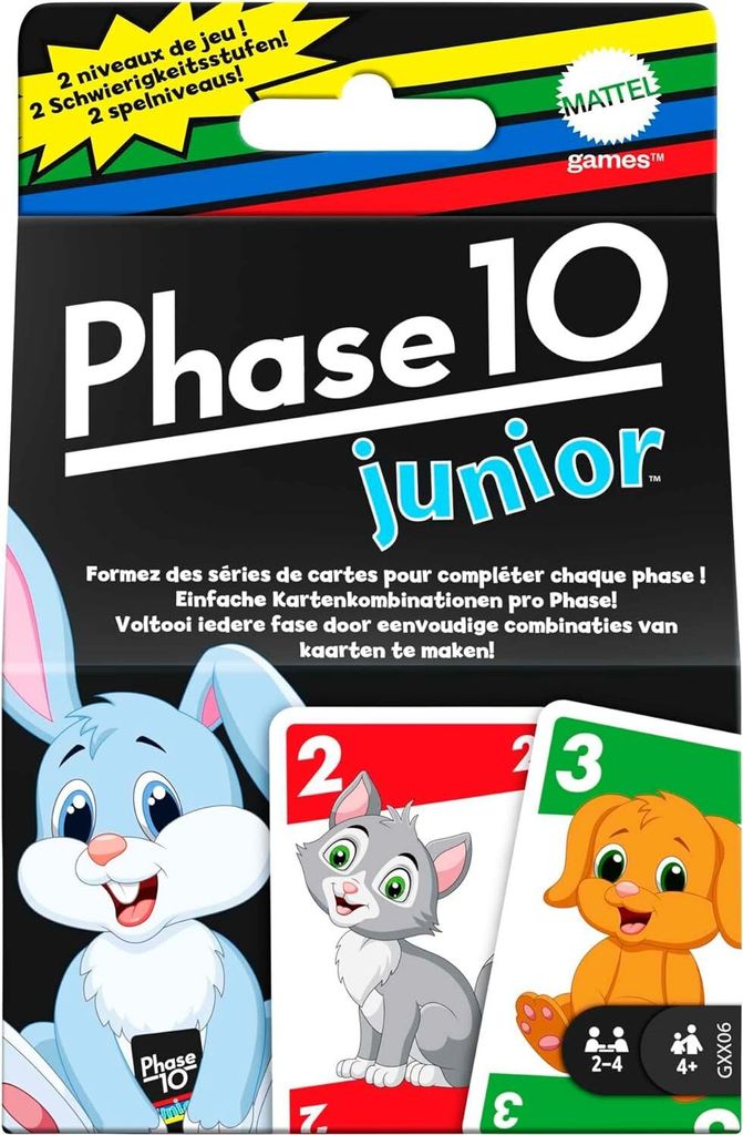 Mattel Games Phase 10 Junior - Rommé-artiges Spiel mit Produktbild 