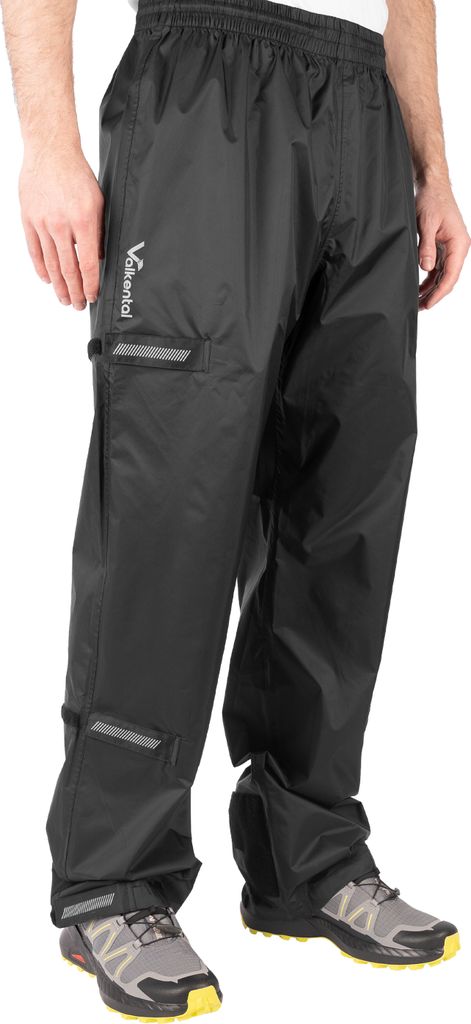 Valkental Ultimative Fahrrad Regenhose für Radfahrer - Wasserdichte & reflektierende Fahrradhose für Damen & Herren - schwarz