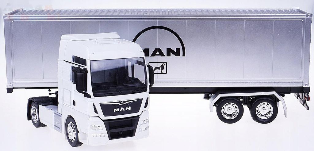 Model 1:32, MAN TGX, biely ťahač - strieborný príves Obrázok produktu 
