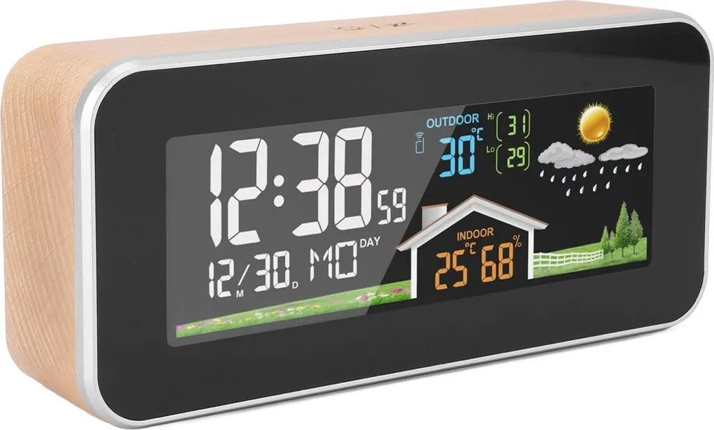 Station météo domestique avec réveil et thermomètre sans fil intérieur - 4