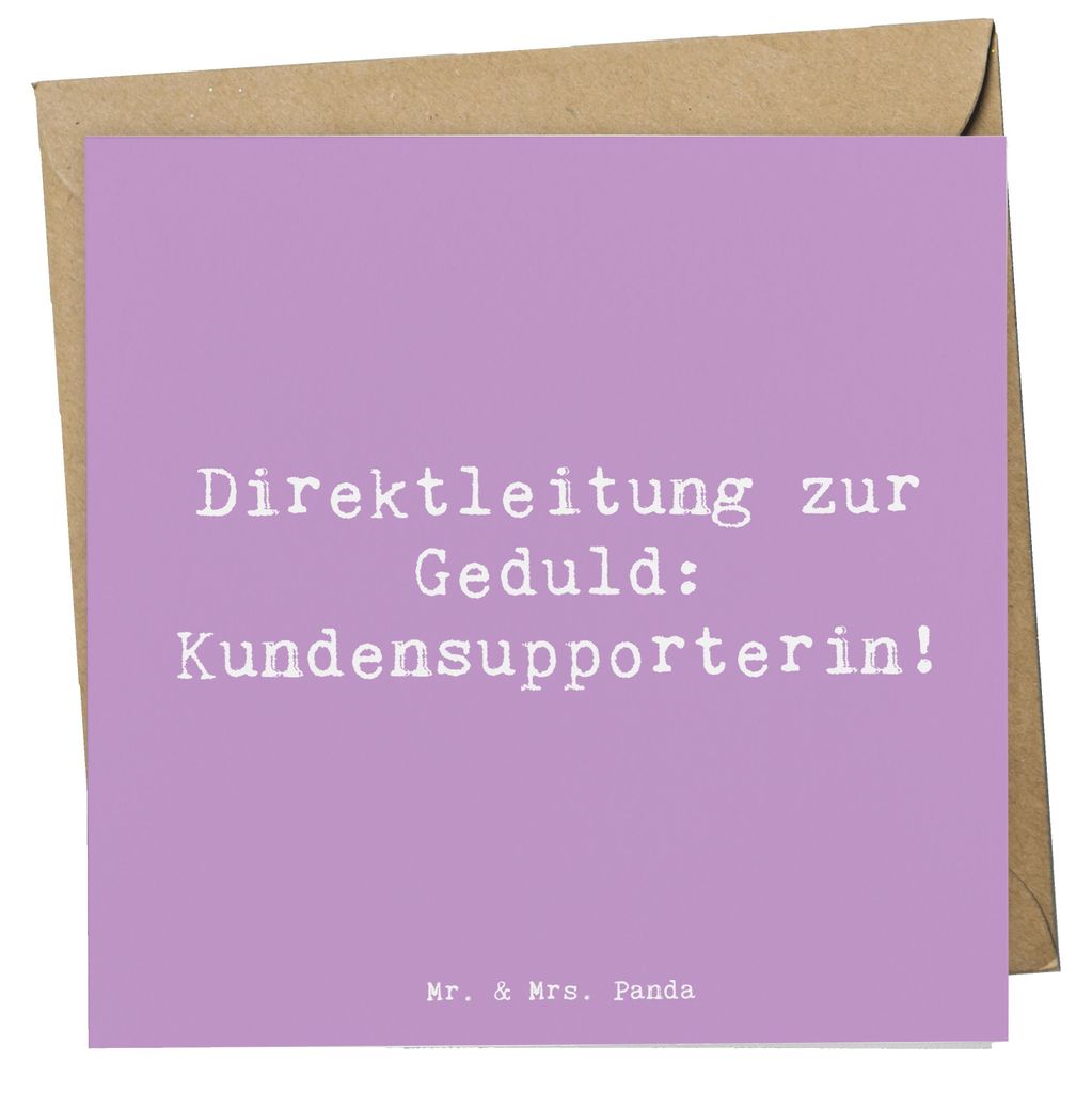 Mr. & Mrs. Panda Grußkarte Spruch Kundensupporterin Geduld - Lavendeltraum - Geschenk, Klappkarte, Geschenke für Berufstätige, Herausforderung, ...