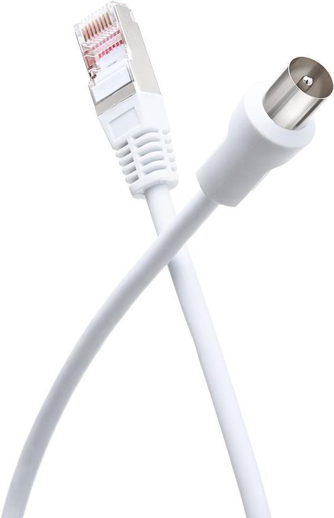 Câble TV coaxial 9,52mm/Ethernet RJ45 CAT8 M/M 2m Image du produit 