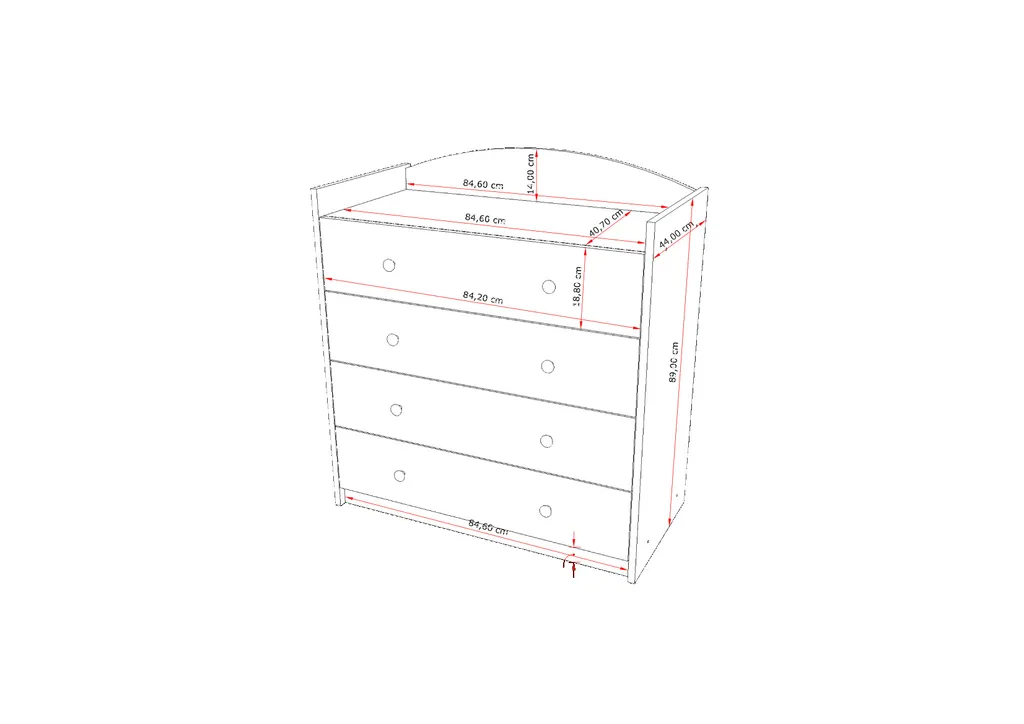 Commode pour chambre d'enfant robuste à 4 tiroirs Happy Babies mate - 2